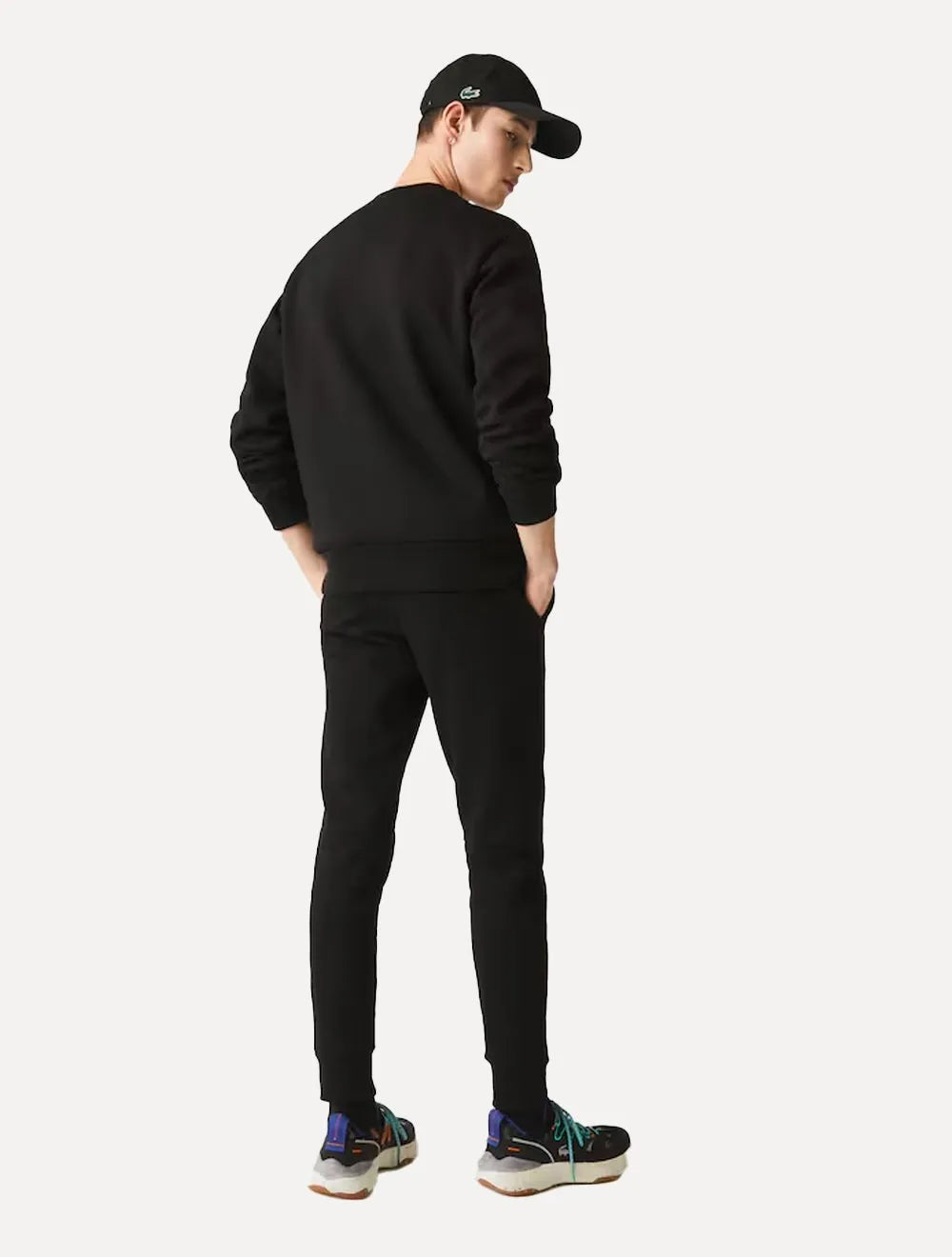 Calça Lacoste Masculina Moletom Sport Cotton Fleece Croco Preta