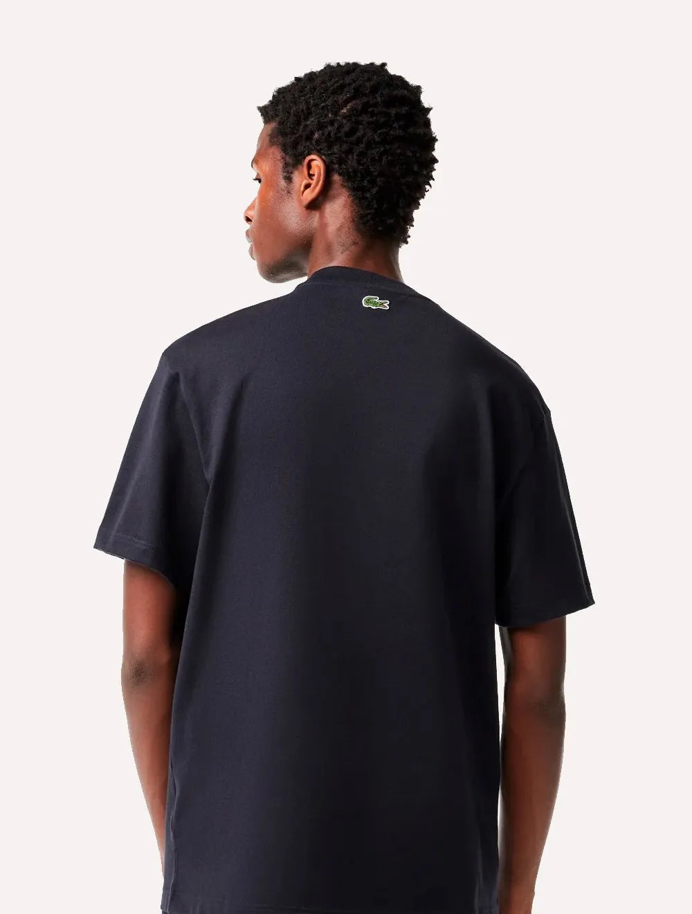 Camiseta Lacoste Masculina Relaxed Fit Quilted Badge Jersey Azul Marinho