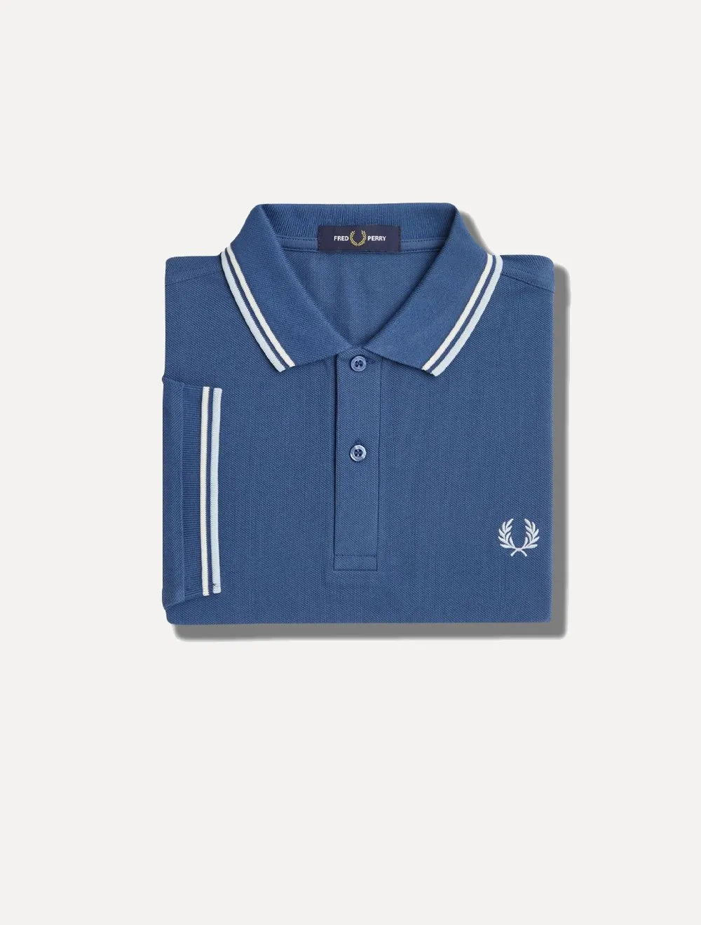 Polo Fred Perry Masculina Piquet Regular White Blue Twin Tipped Azul
