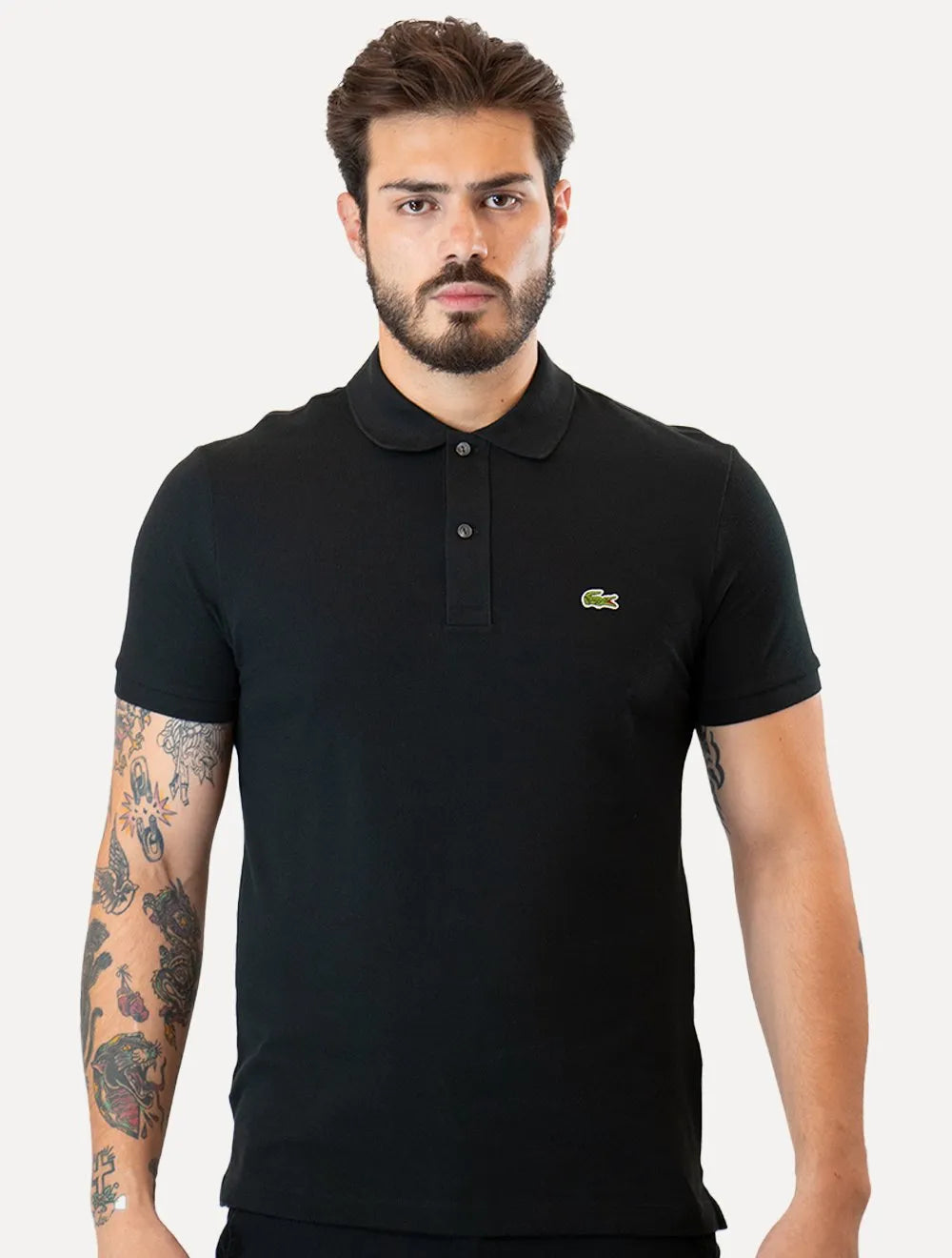 Polo Lacoste Masculina Slim Fit Petit Piquet Preta