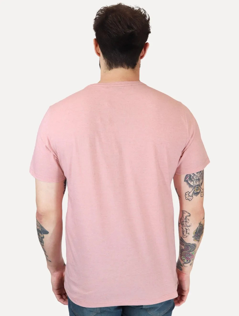 Camiseta Dudalina Masculina Cotton Regular Rosa Claro Mescla