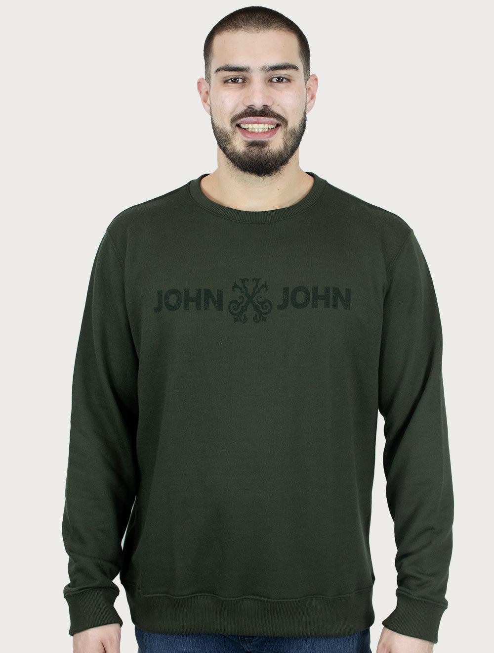 Moletom John John Masculino New Basic Logo Rusty Verde Escuro