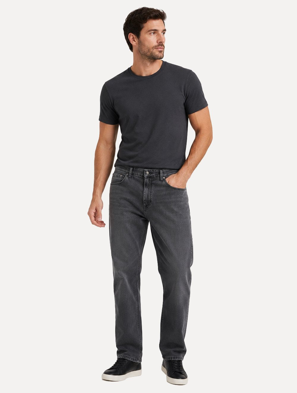Calça Dudalina Jeans Masculina Regular Right Five Pockets Black Cinza