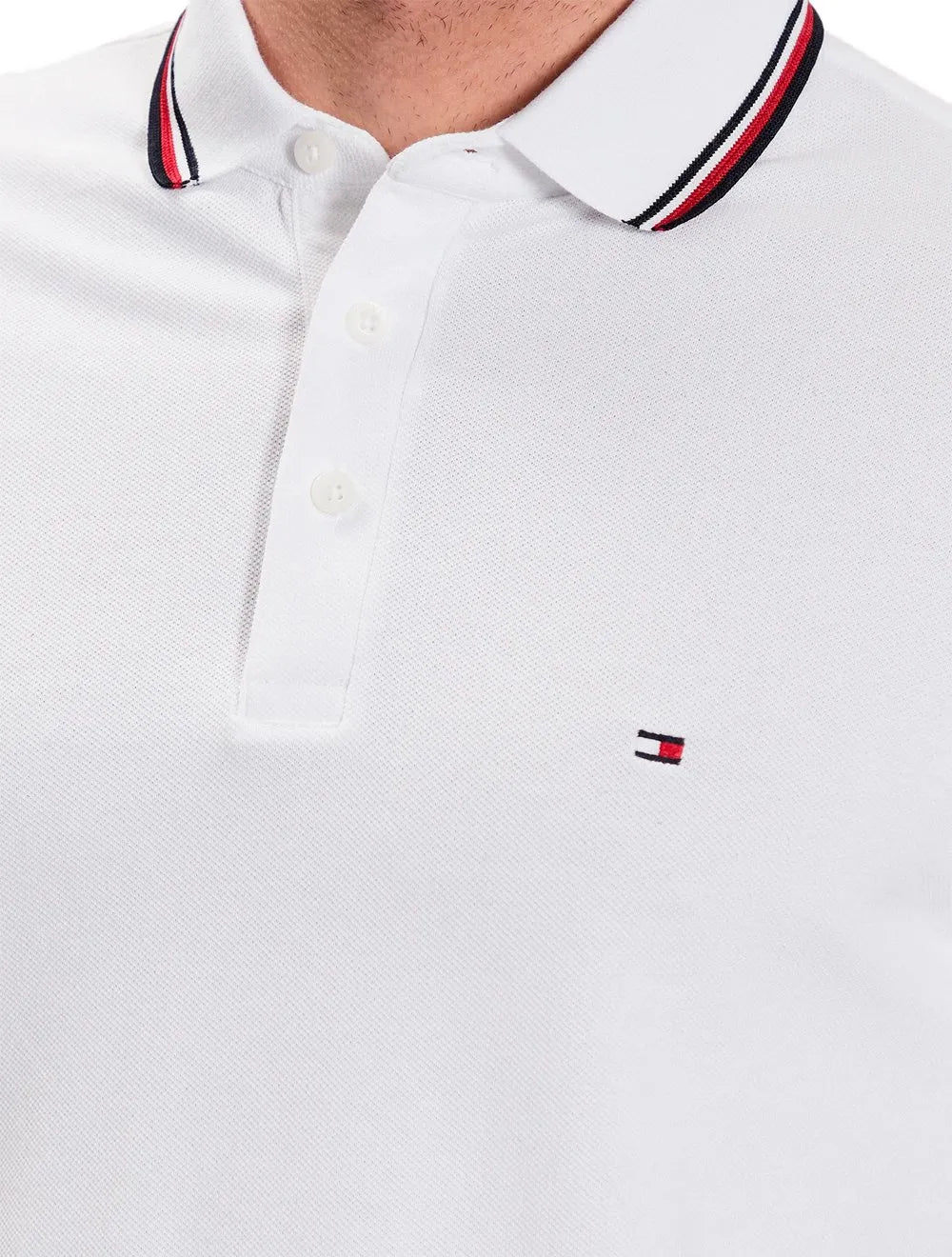 Polo Tommy Hilfiger Masculina Slim Piquet 1985 Tipped Slim Branca