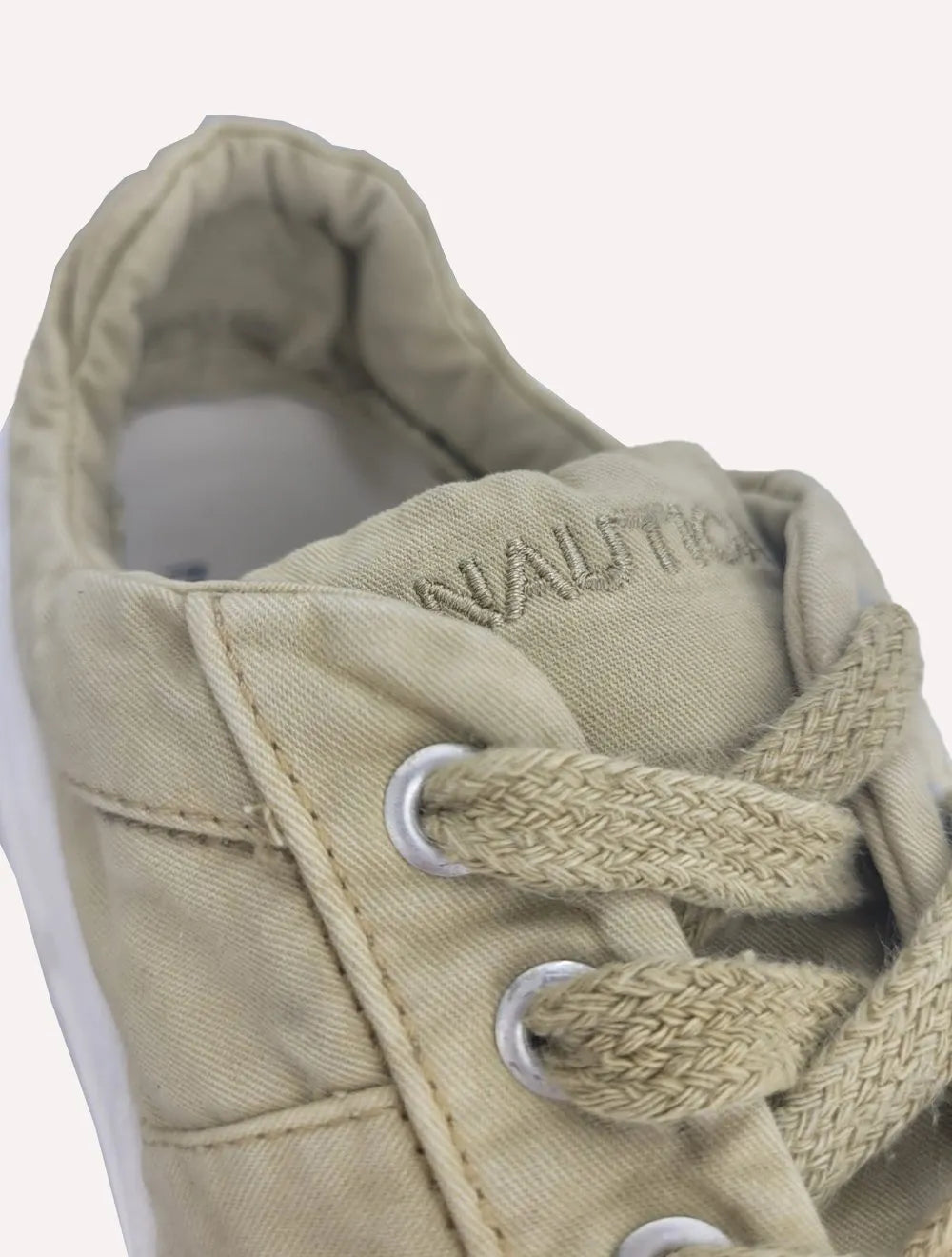 Tênis Nautica Masculino Texitil Recorte Logo Fanton Caqui Claro