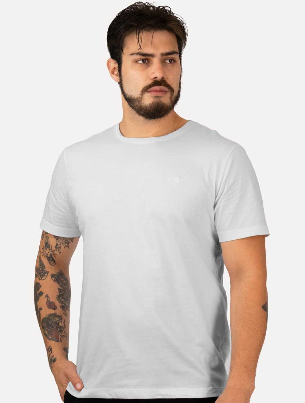 Camiseta Individual Masculina Slim Light Logo Branca