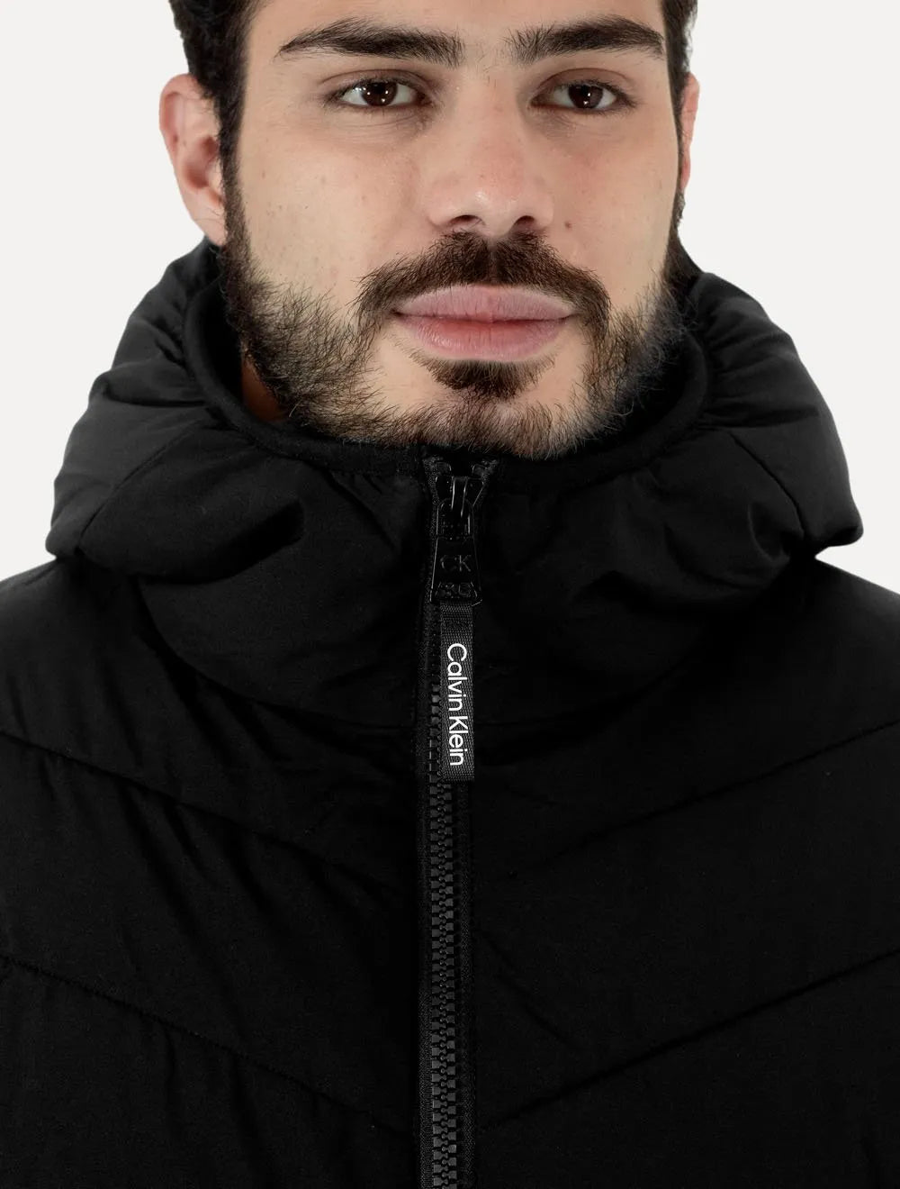 Jaqueta Calvin Klein Masculina Hoodie Matelassê Ziper Preta