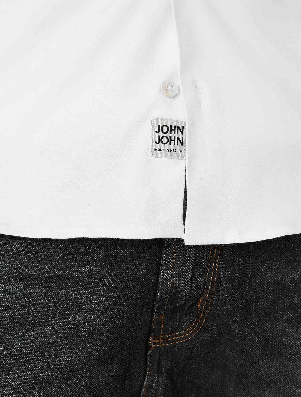 Camisa John John Masculina Ultra Slim White Logo Branca