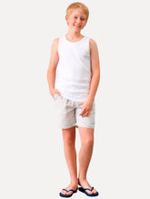 Bermuda Calvin Klein Jeans Infantil Elástico Listras Azul Claro/Caqui Claro