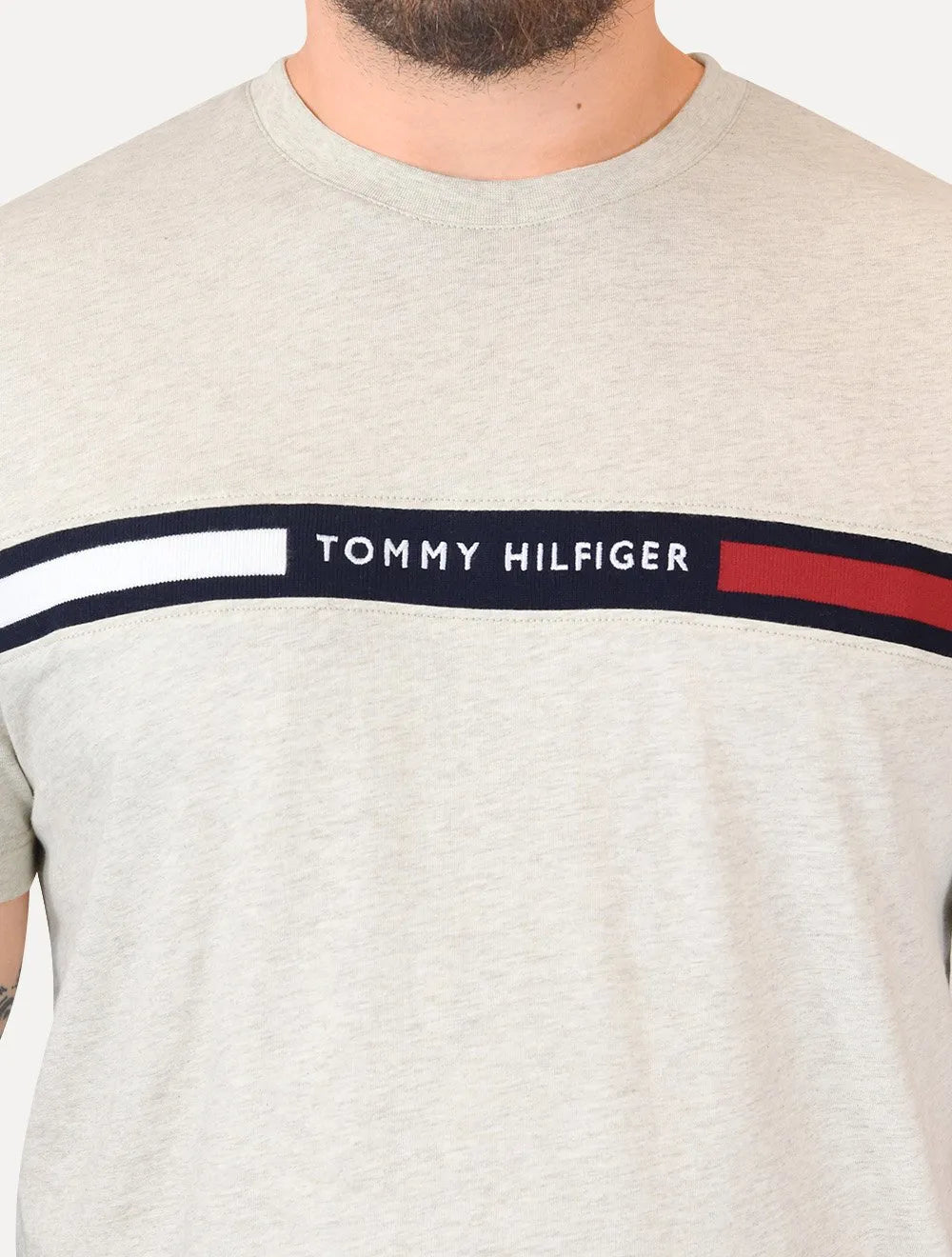 Camiseta Tommy Hilfiger Masculina Chest Insert Logo Areia Mescla