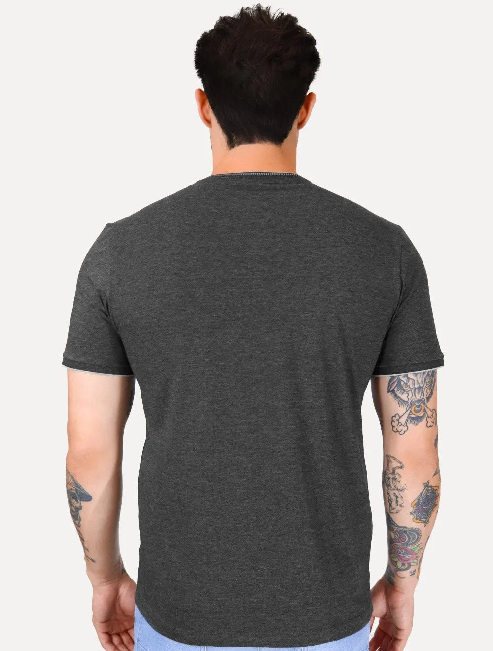 Camiseta Aramis Masculina Grey Friso Gola Grafite Mescla