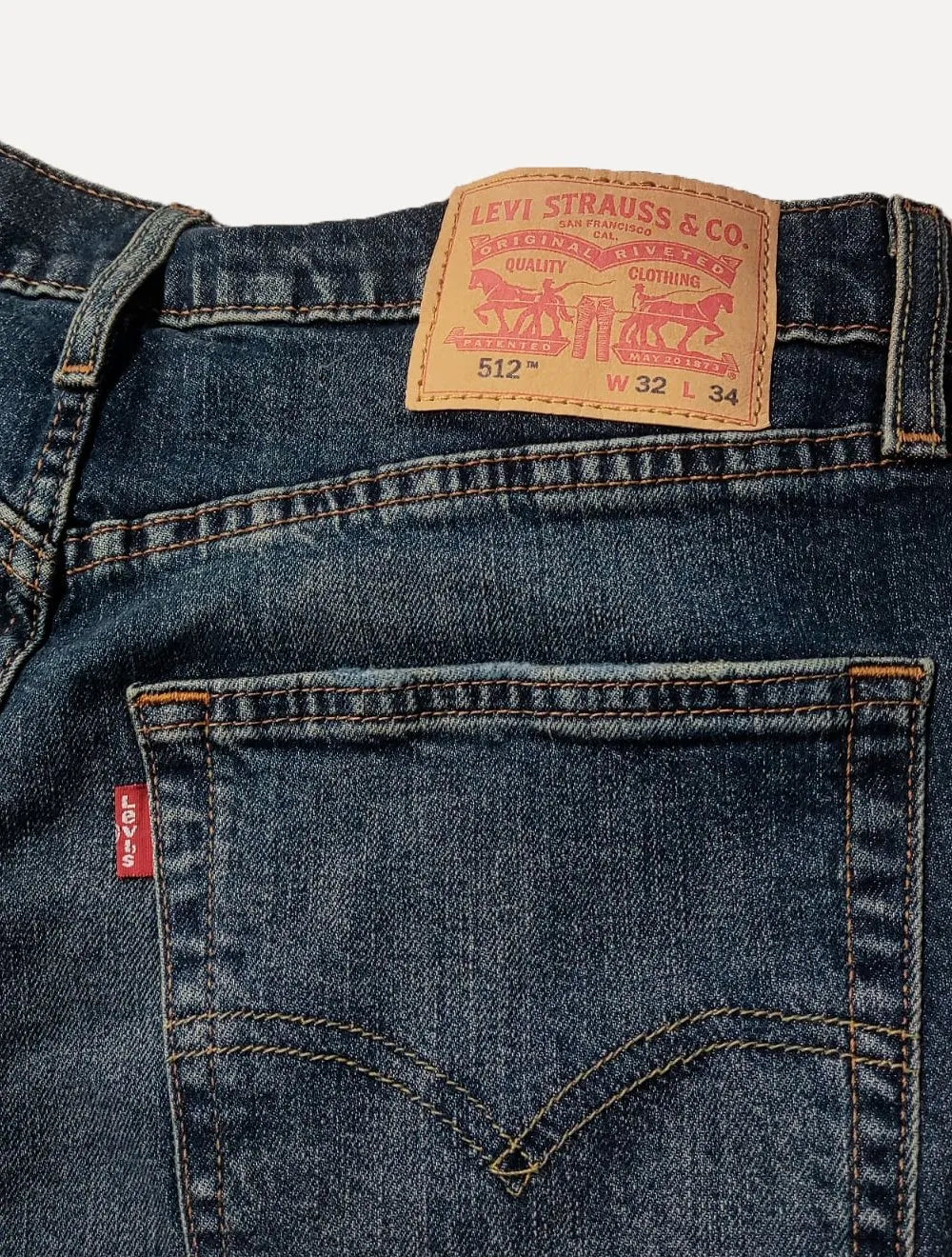 Calça Levis Jeans Masculina 512 Slim Stretch Destroyed Azul Escuro