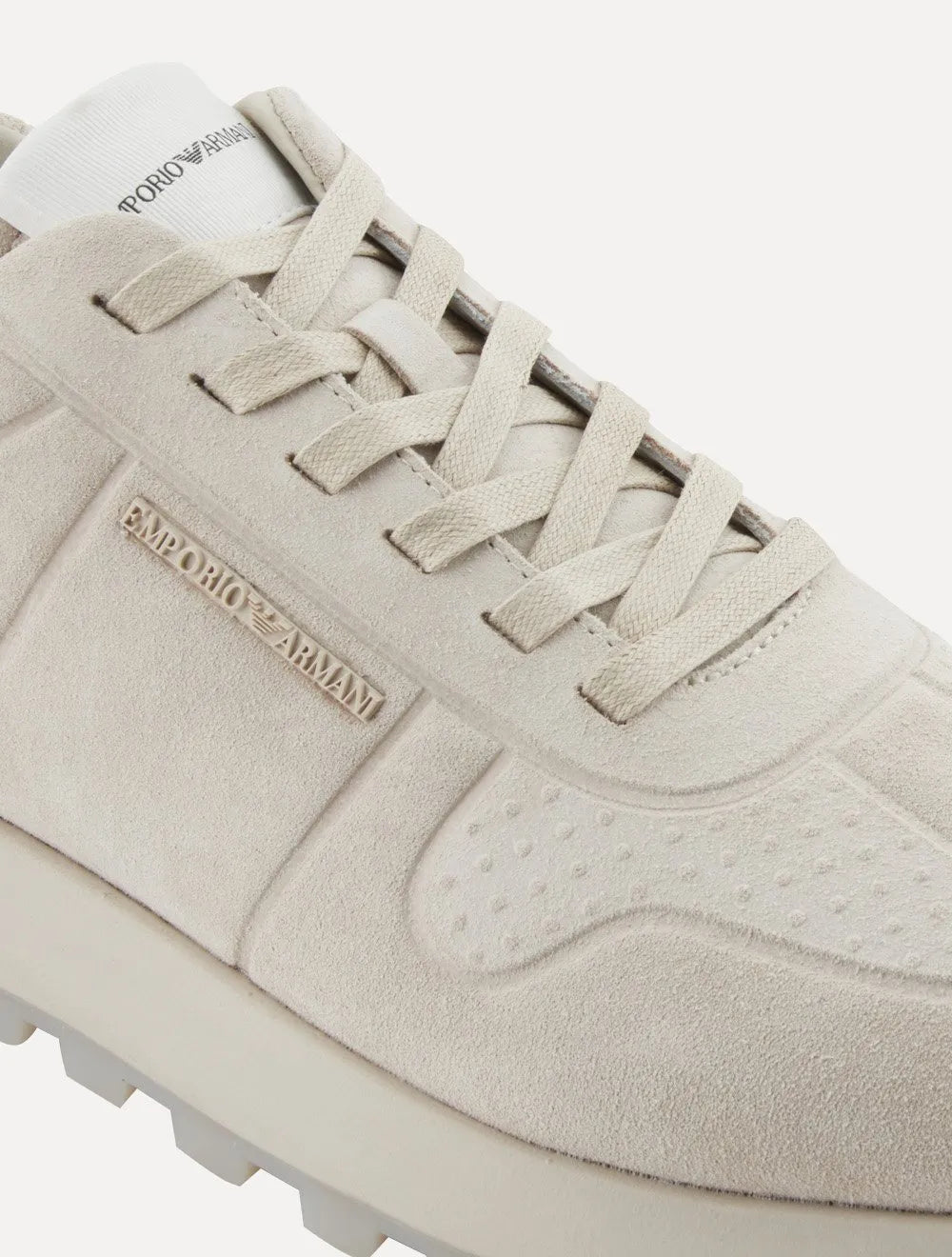 Tênis Empório Armani Masculino Couro Textura Camurça Off White