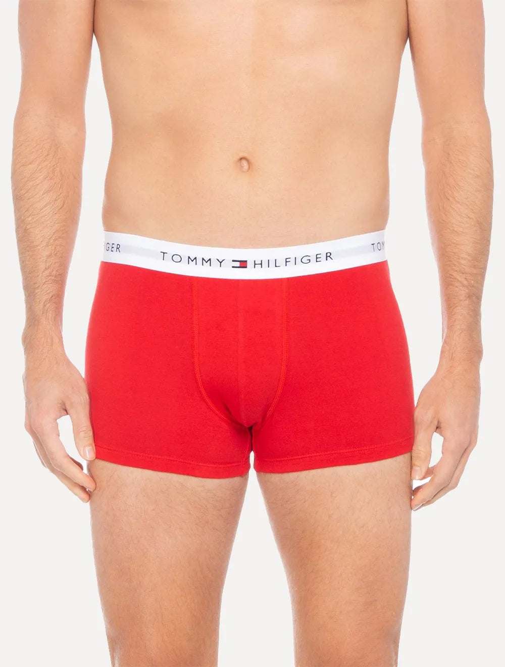 Kit Cuecas Tommy Hilfiger Cotton Stretch Trunk Repeat Vermelha/Marinho/Cinza 3UN