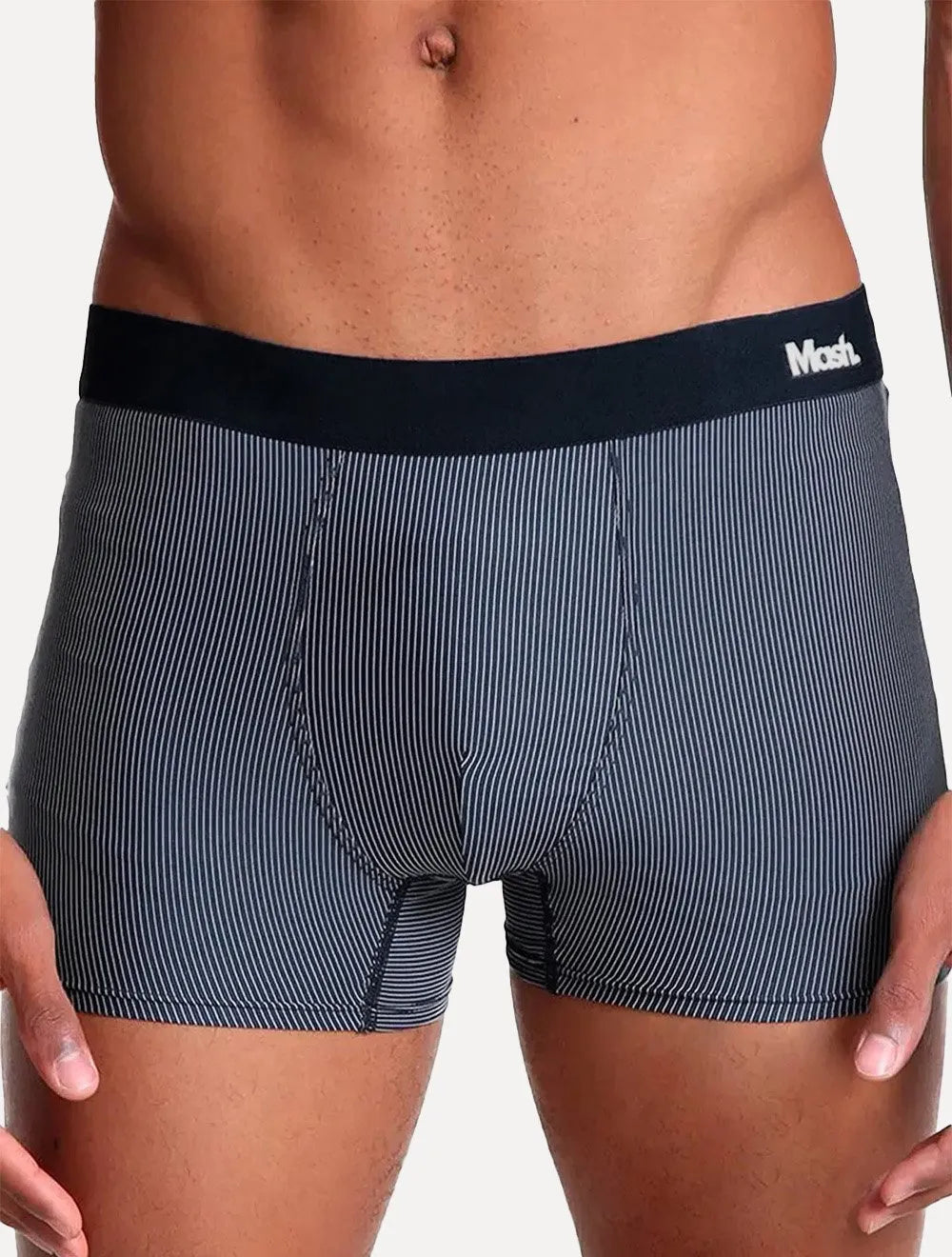 Cueca Mash Boxer Microfibra Risca de Giz Azul Marinho