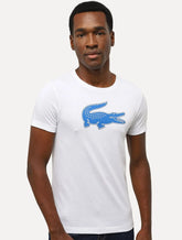 Camiseta Lacoste Masculina Jersey Sport 3D Navy Logo Branca