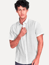 Camisa Colcci Masculina Manga Curta Linho Relax Branca