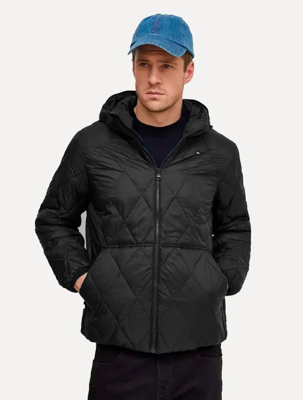 Jaqueta Tommy Hilfiger Masculina Hooded Quilted Preta