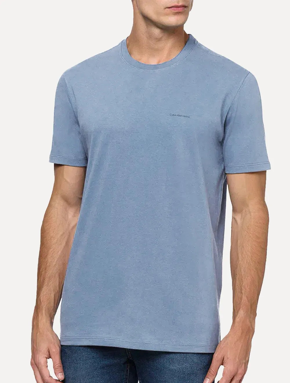 Camiseta Calvin Klein Jeans Masculina Black New Logo Stoned Azul Claro