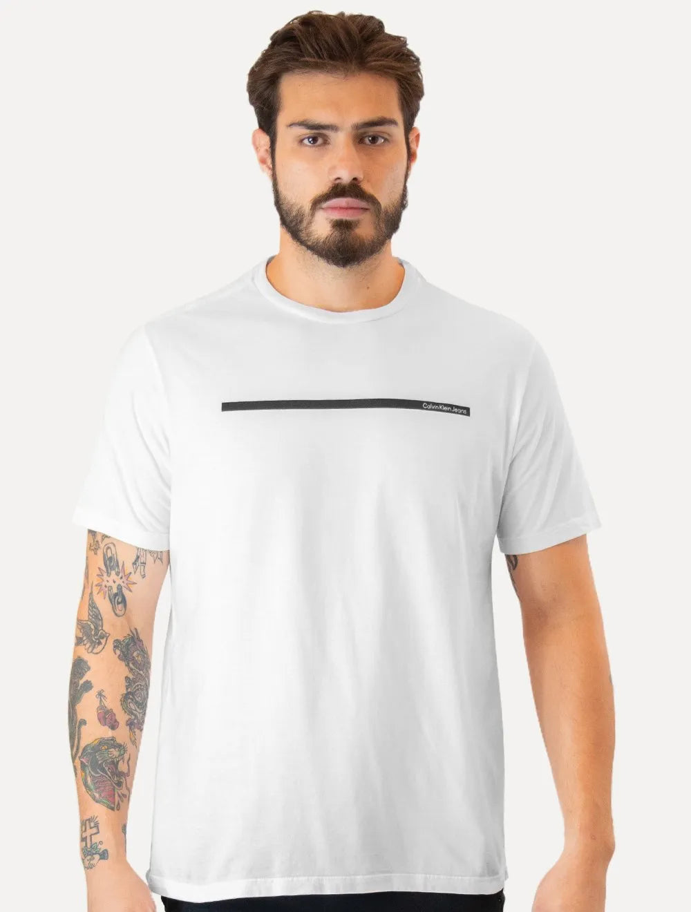 Camiseta Calvin Klein Jeans Masculina Sash Branca