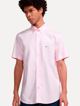 Camisa Tommy Hilfiger Masculina Manga Curta Regular Classic Poplin Rosa Claro