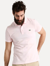 Polo Lacoste Masculina Slim Fit Classic Rosa Claro