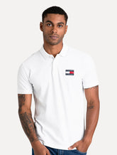 Polo Tommy Jeans Masculina Regular Classic Flag Badge Branca