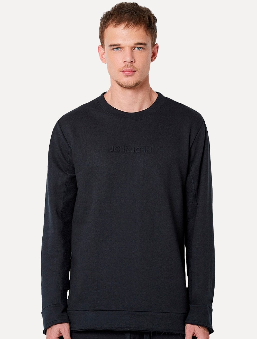 Moletom John John Masculino Black Embossed Logo Preto