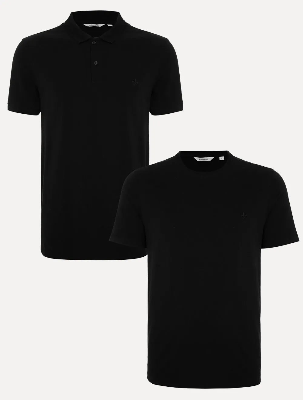Kit Camiseta e Polo Piquet Dudalina Masculina Pretas