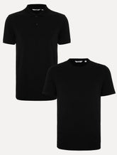Kit Camiseta e Polo Piquet Dudalina Masculina Pretas