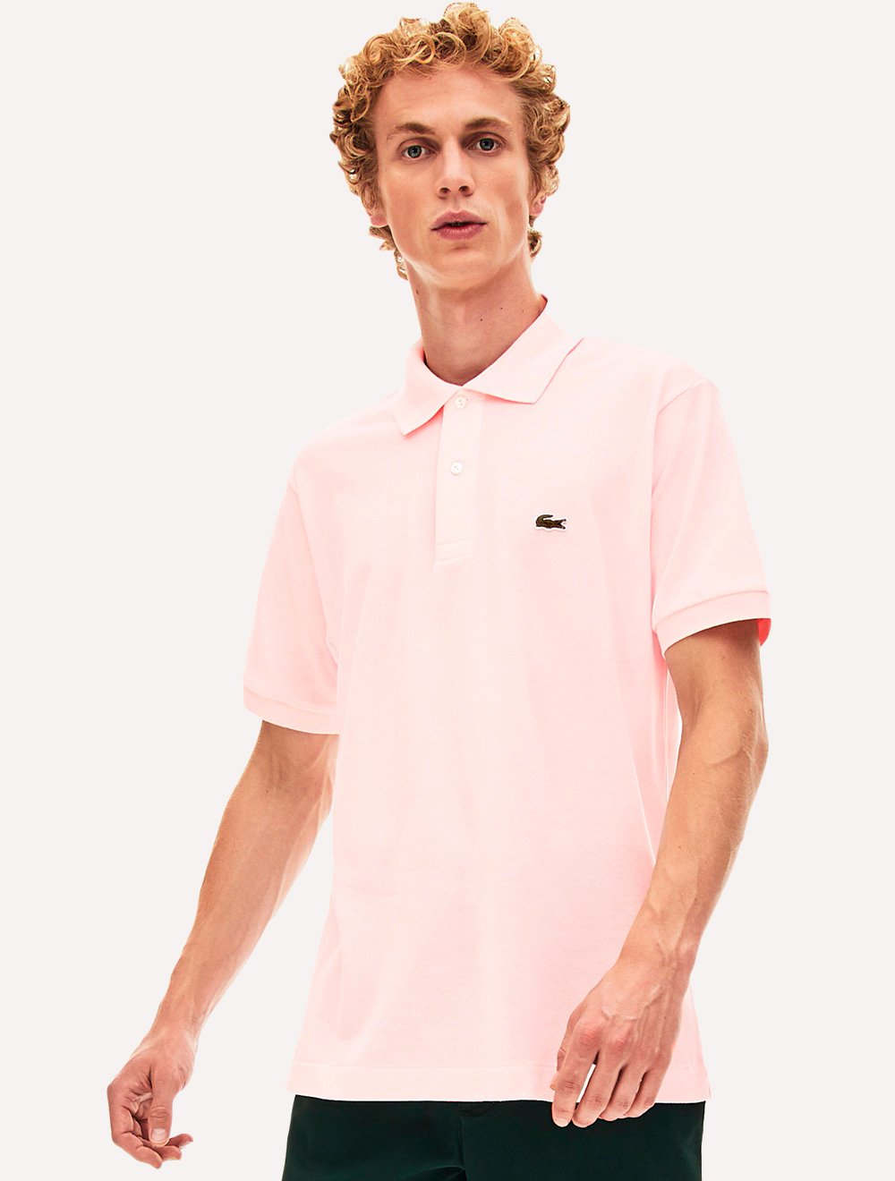 Polo Lacoste Masculina L.12.12 Rosa Claro