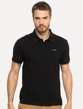 Polo Calvin Klein Masculina Piquet Slim Básica Relevo Preta
