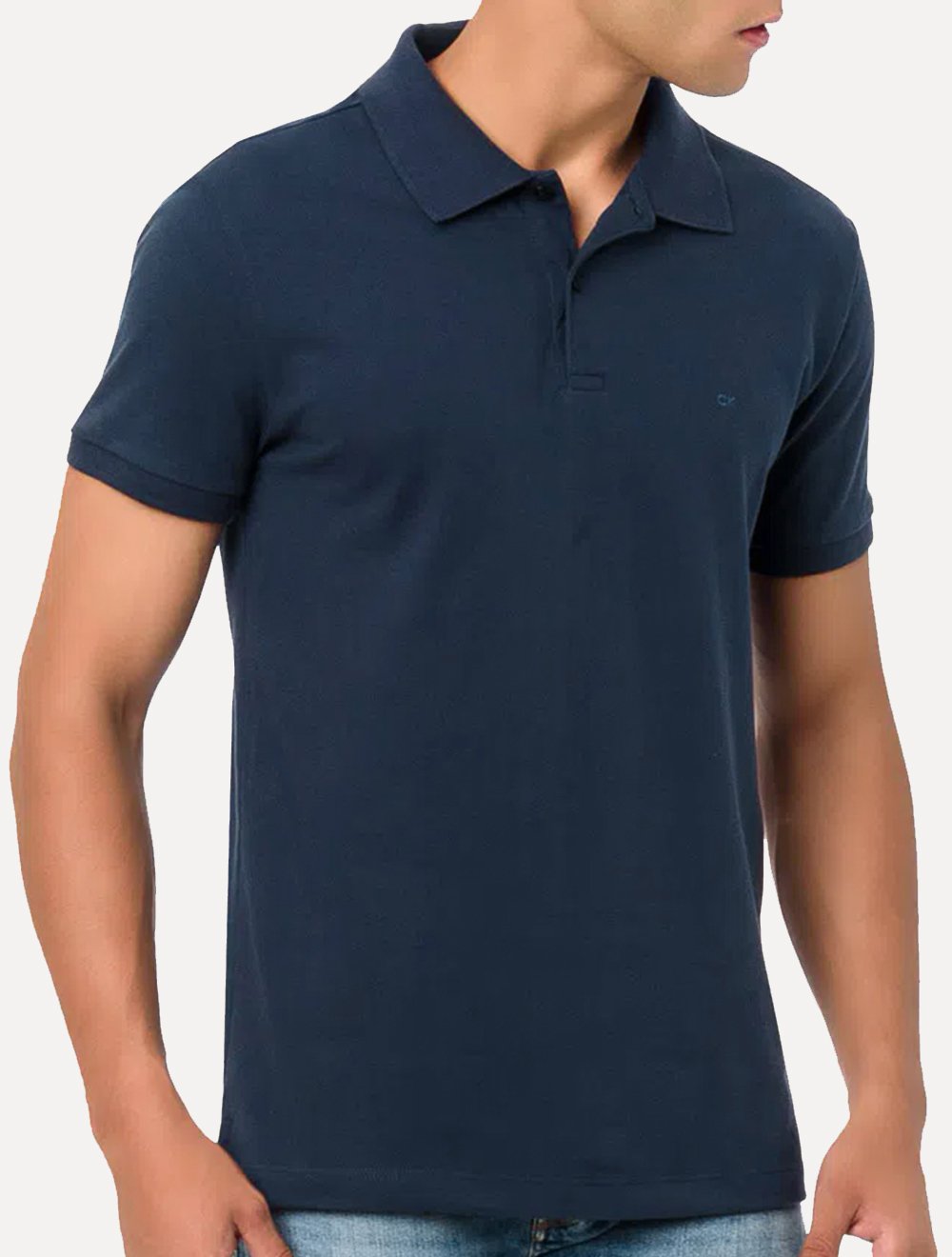 Polo Calvin Klein Piquet Slim Básica Sem Friso Azul Marinho
