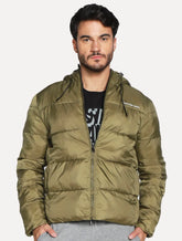 Jaqueta Calvin Klein Jeans Masculina Hoodie Matelassê Sust Logo Verde Oliva