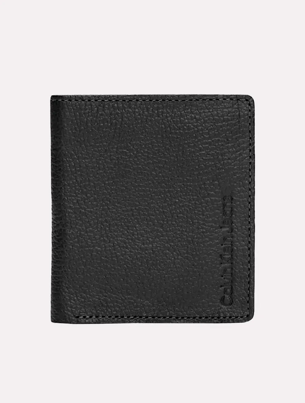 Carteira Calvin Klein Jeans Porta Cartão Couro Vertical Logo Floater Preta