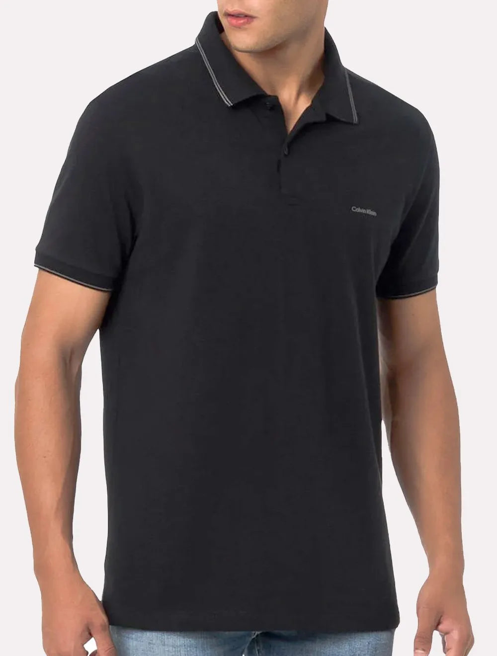 Polo Calvin Klein Masculina Piquet Regular Básica Friso Preta