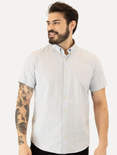 Camisa Reserva Masculina Manga Curta Oxford Color Azul Claro