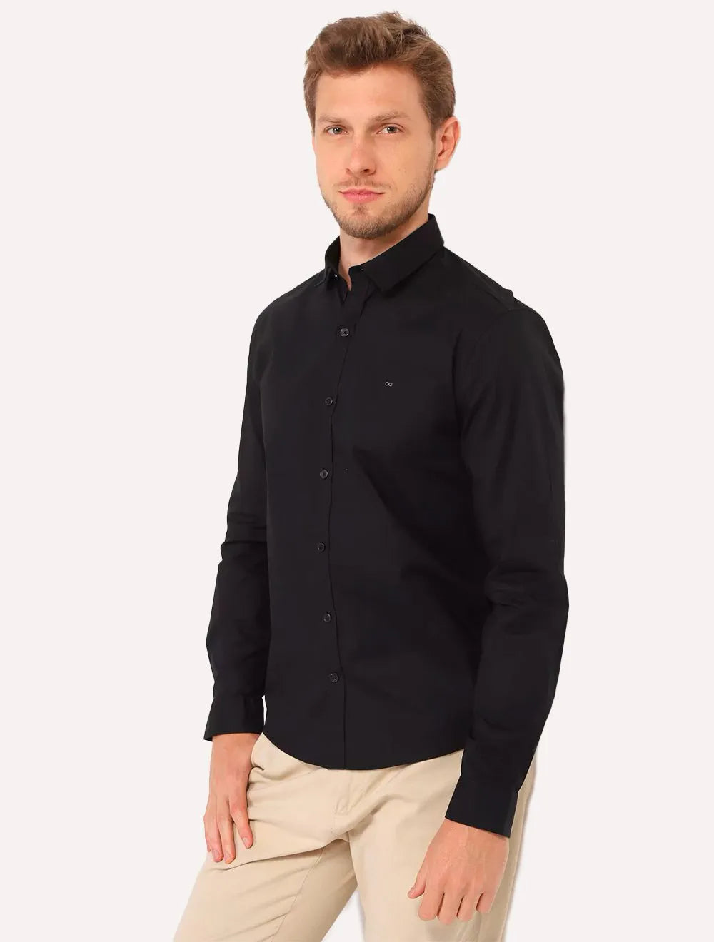 Camisa Calvin Klein Masculina Slim Fit New CKJ Logo Preta