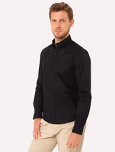 Camisa Calvin Klein Masculina Slim Fit New CKJ Logo Preta