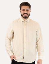 Camisa Aramis Masculina Modal Linho Algodão Visco Areia Mescla