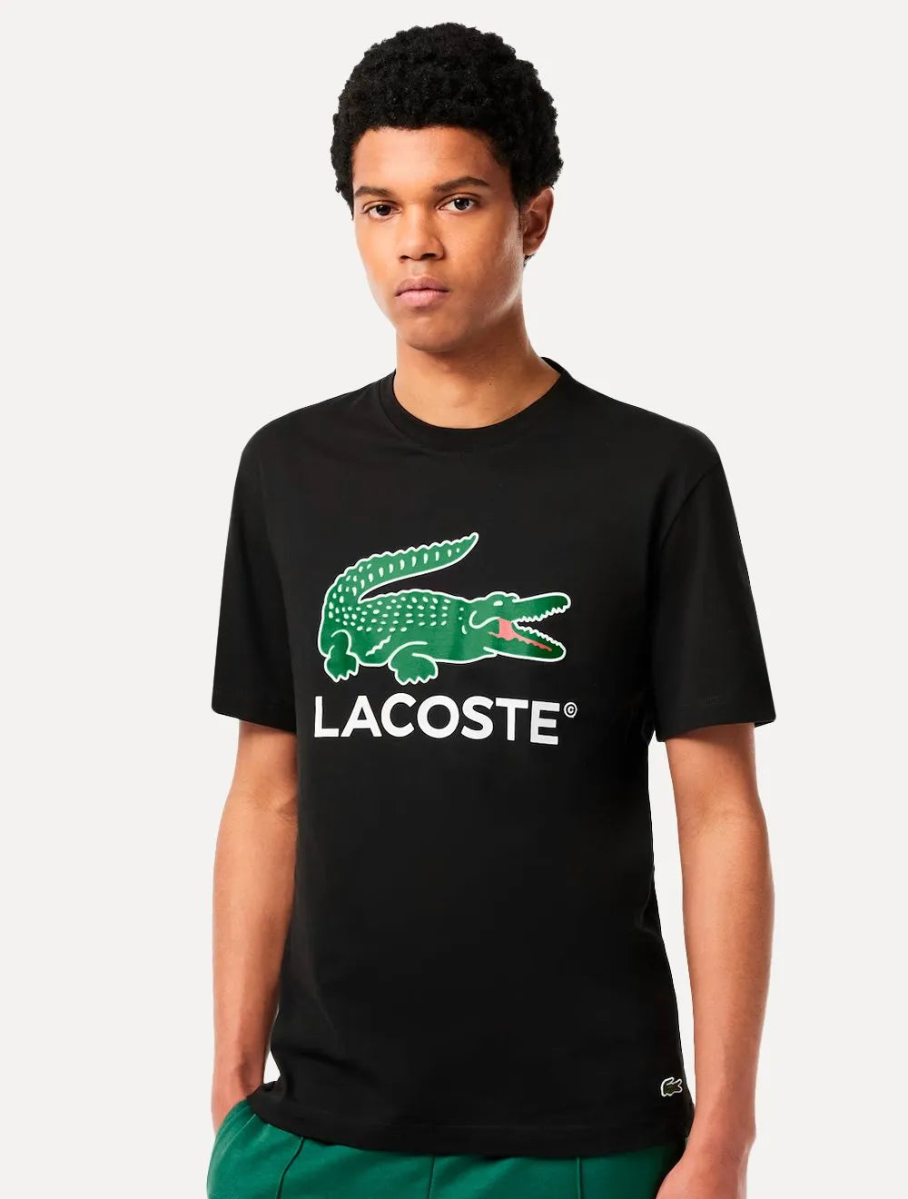 Camiseta Lacoste Masculina Jersey Croco Signature Logo Preta