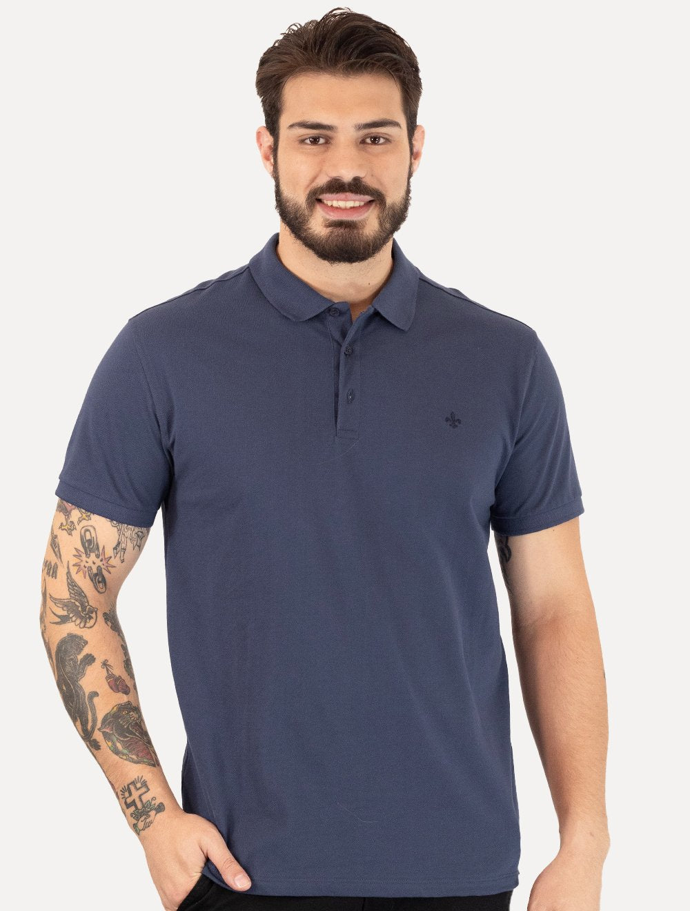 Polo Dudalina Piquet Essentials Cotton Basica Modal Azul Marinho