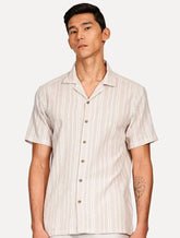 Camisa Aramis Masculina Manga Curta Regular Bowling Eco Maquineta Listrada Cáqui