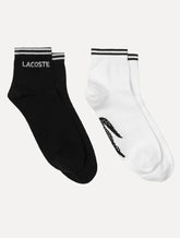 Meias Lacoste Cano Curto Sport Low Cotton Branca / Preta Pack 2UN