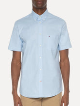 Camisa Tommy Hilfiger Masculina Manga Curta Light Oxford Azul Claro