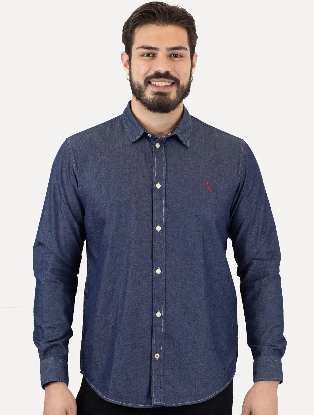 Camisa Reserva Masculina Jeans Easy Oxford Blue Denim Azul Índigo