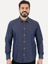 Camisa Reserva Masculina Jeans Easy Oxford Blue Denim Azul Índigo