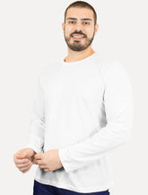Camiseta Calvin Klein Jeans Masculina Manga Longa Rubber CK Frontal Branca
