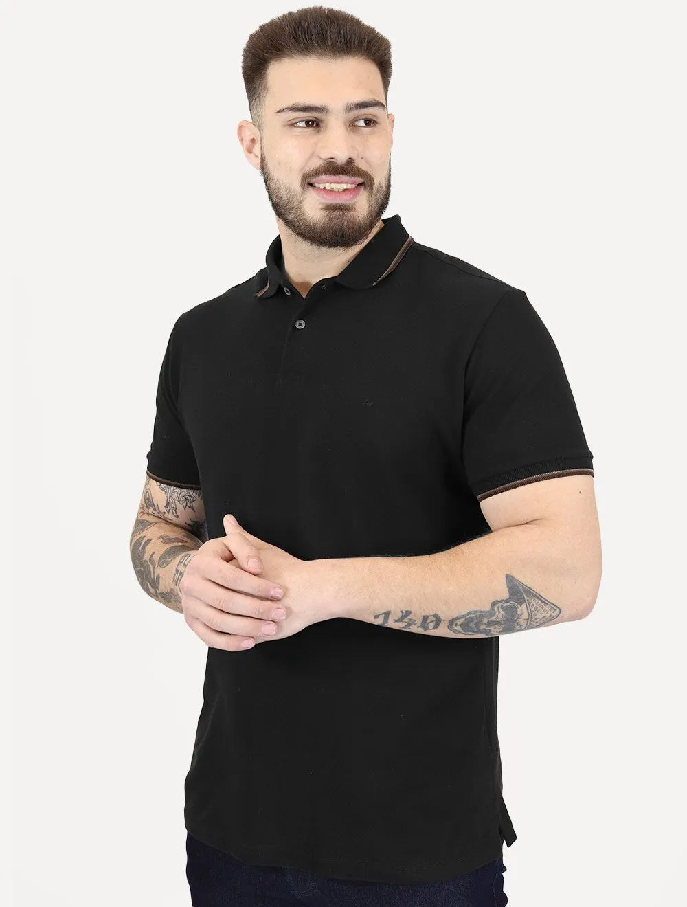 Polo Aramis Masculina Regular Piquet 4 Frisos Brown Preta