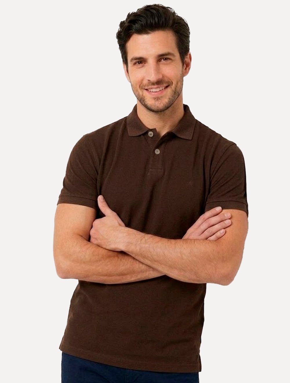 Polo Aramis Masculina Basic Piquet Mono Marrom Café